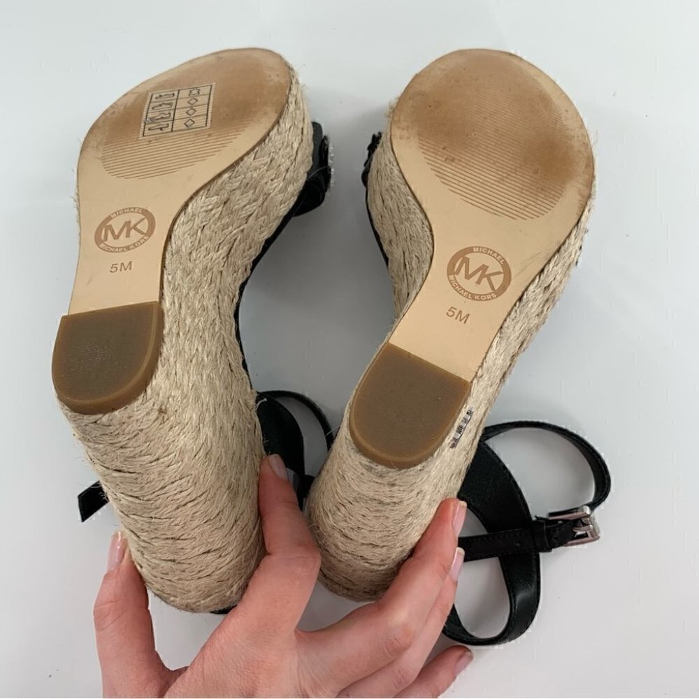 Michael Michael kors sandals 5 35 Jill black white leather platform Espadrilles - Picture 4 of 14
